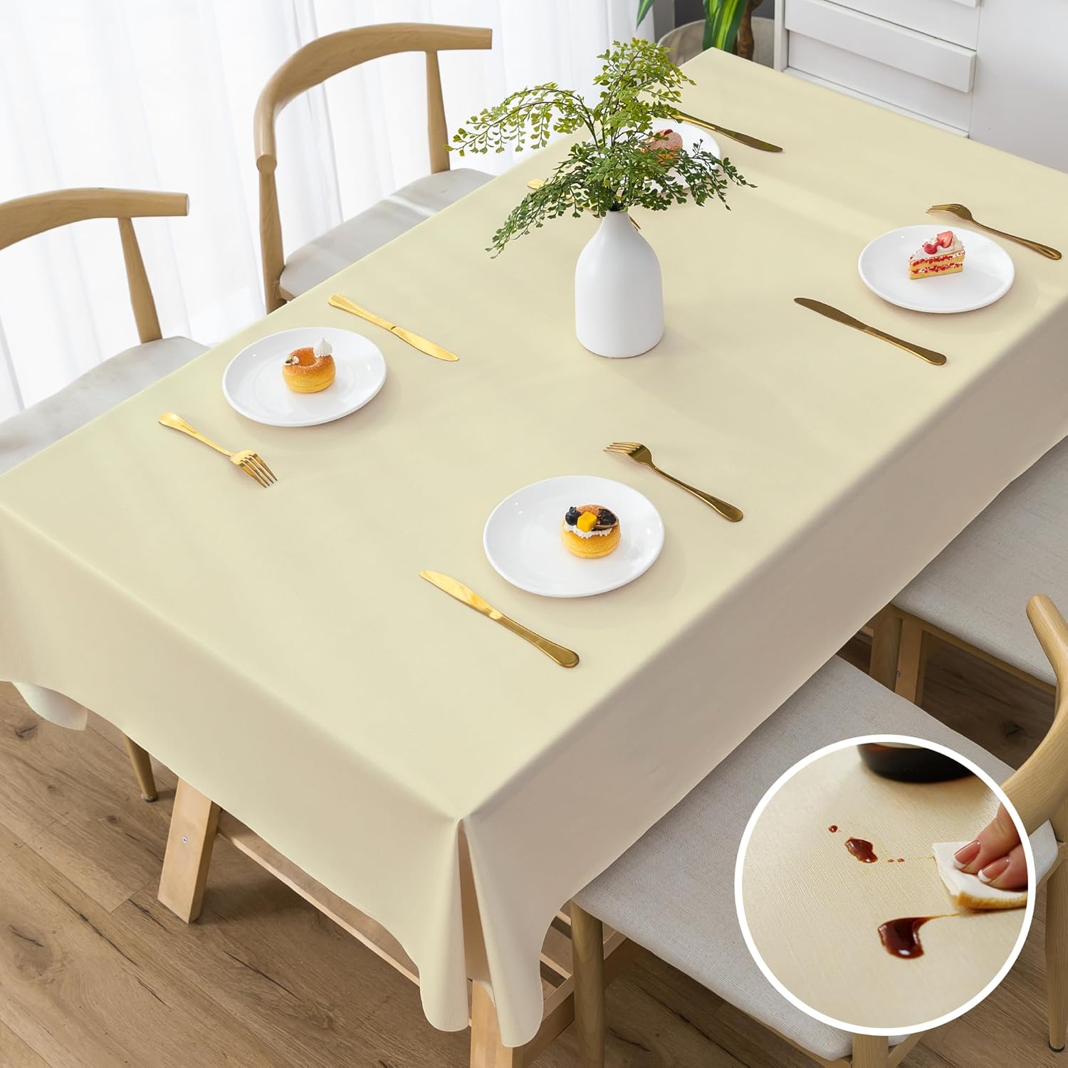 Waterproof Vinyl Tablecloth with Leaf Pattern