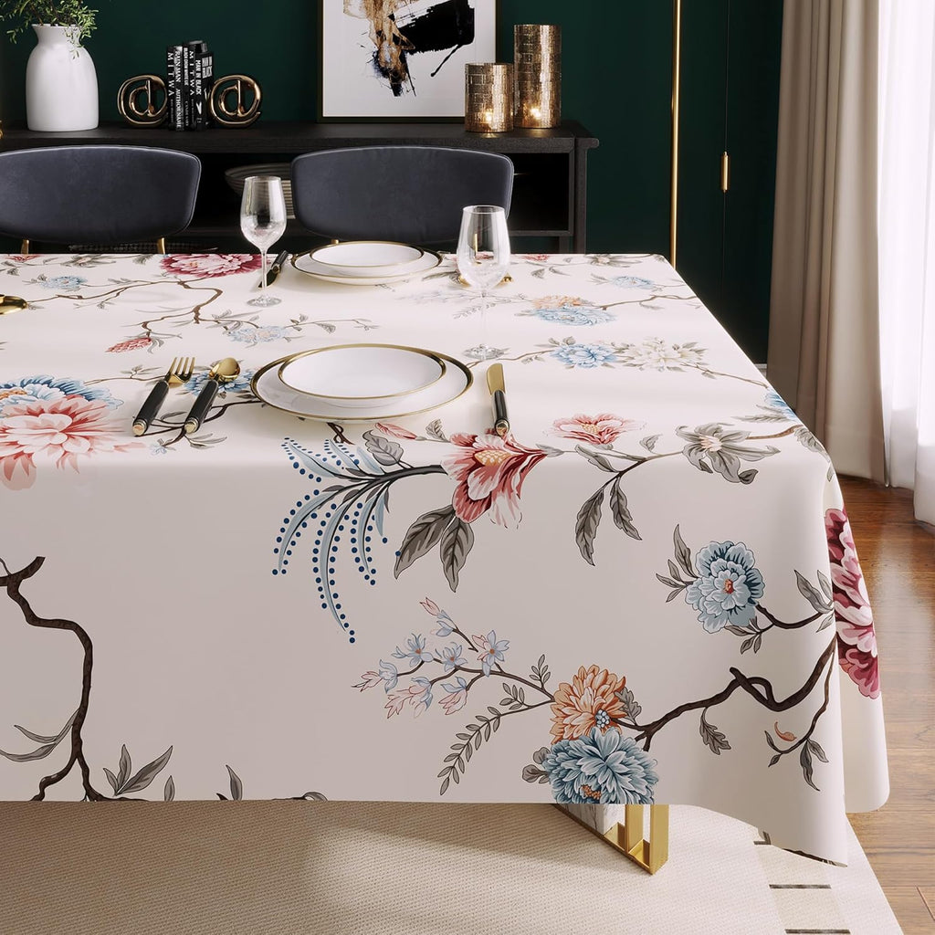 Waterproof Vinyl Tablecloth with Leaf Pattern