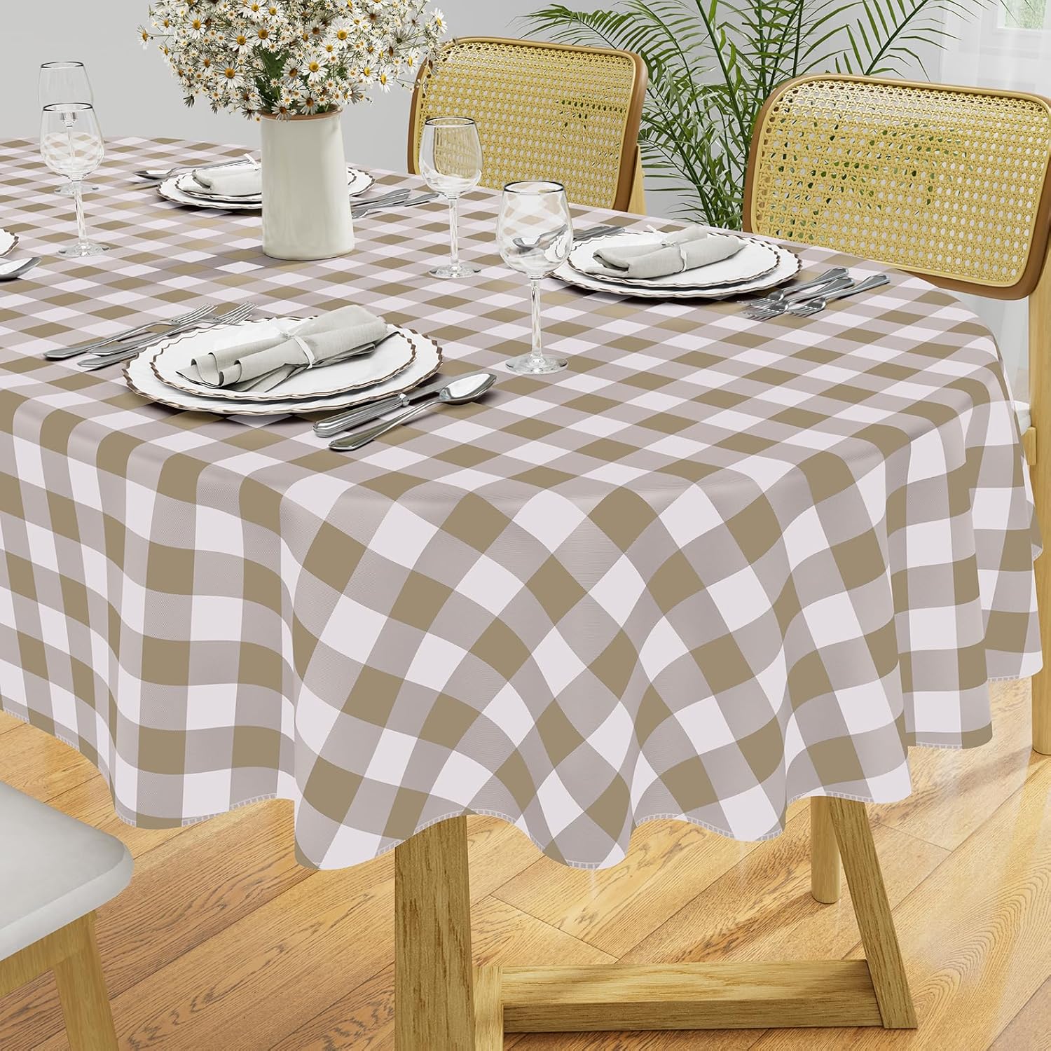 Waterproof Vinyl Tablecloth with Flannel Backing