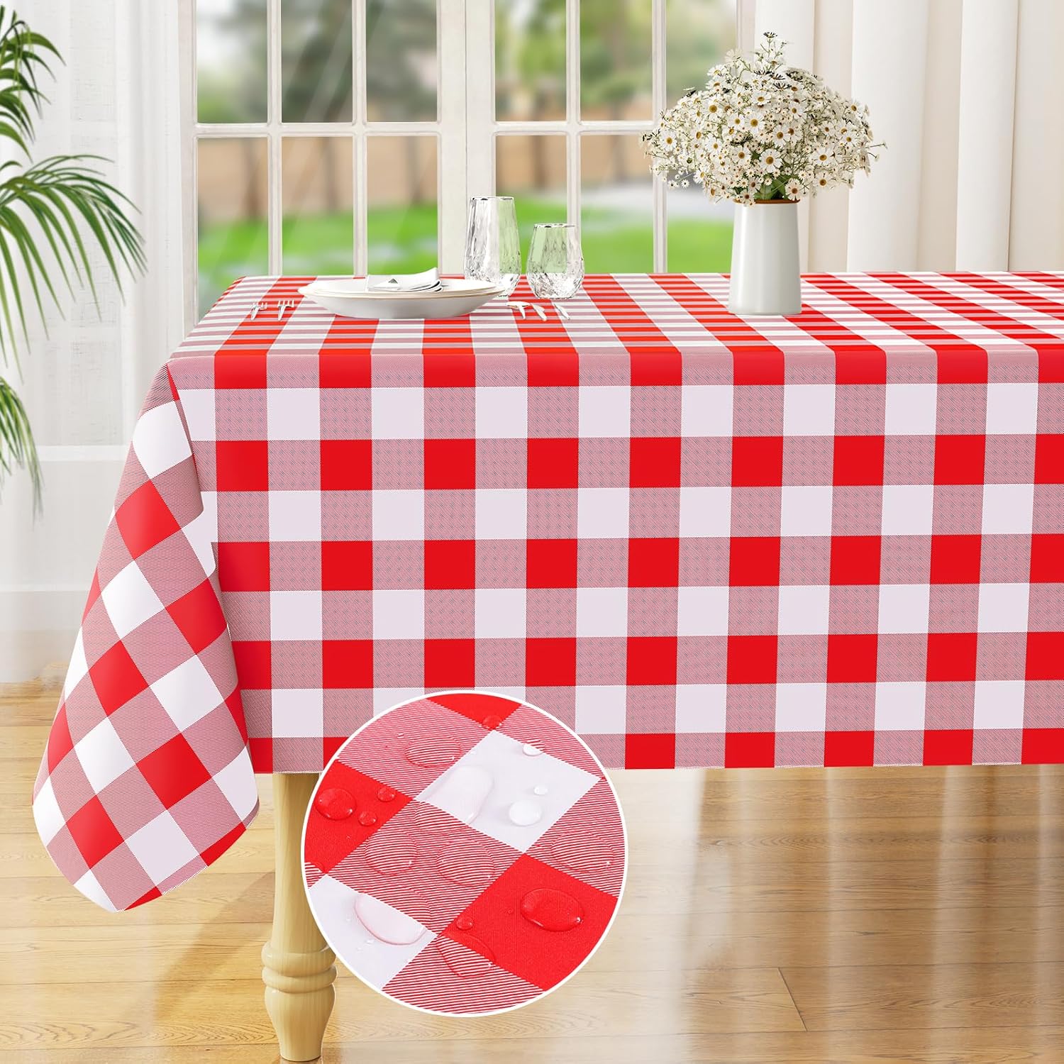 Waterproof Vinyl Tablecloth with Flannel Backing