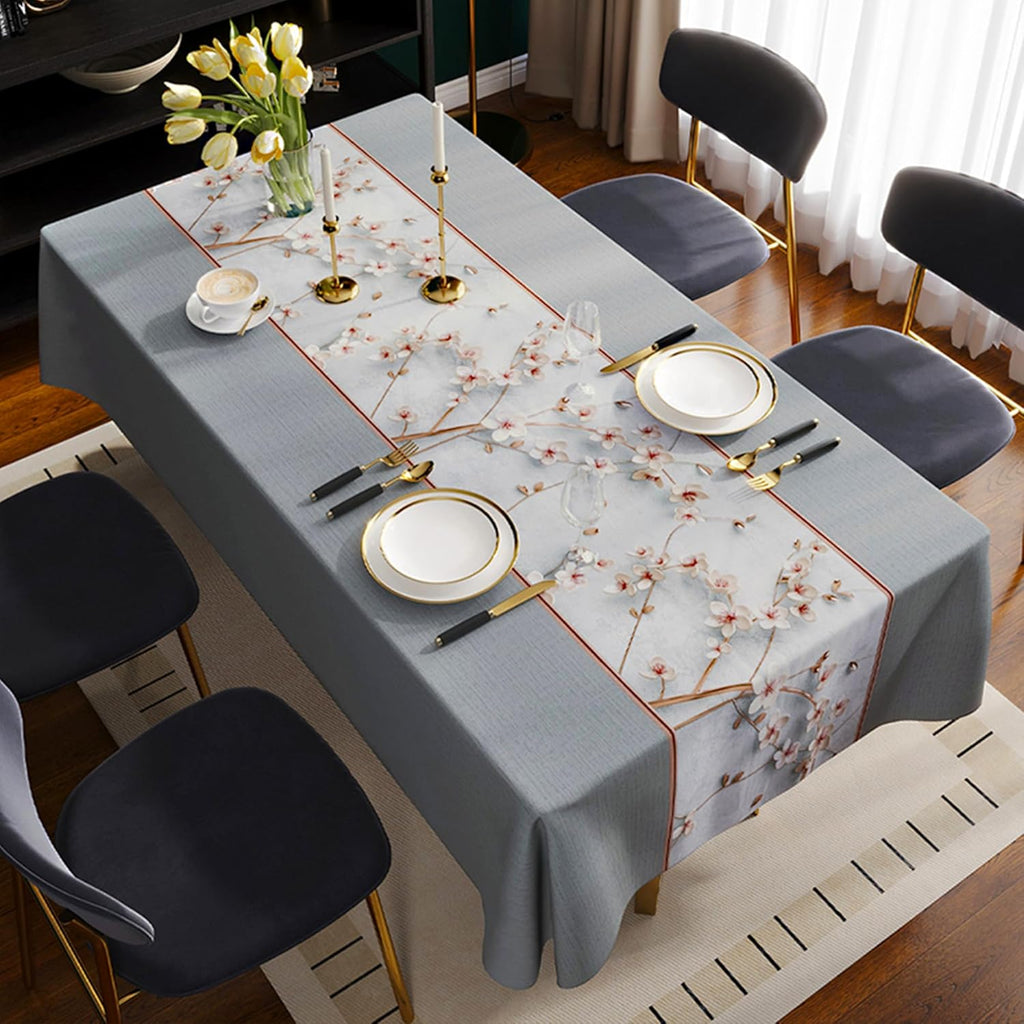 Waterproof Vinyl Tablecloth with Leaf Pattern