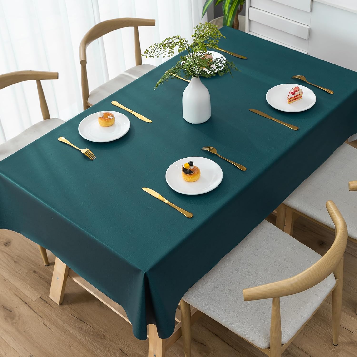 Waterproof Vinyl Tablecloth with Leaf Pattern