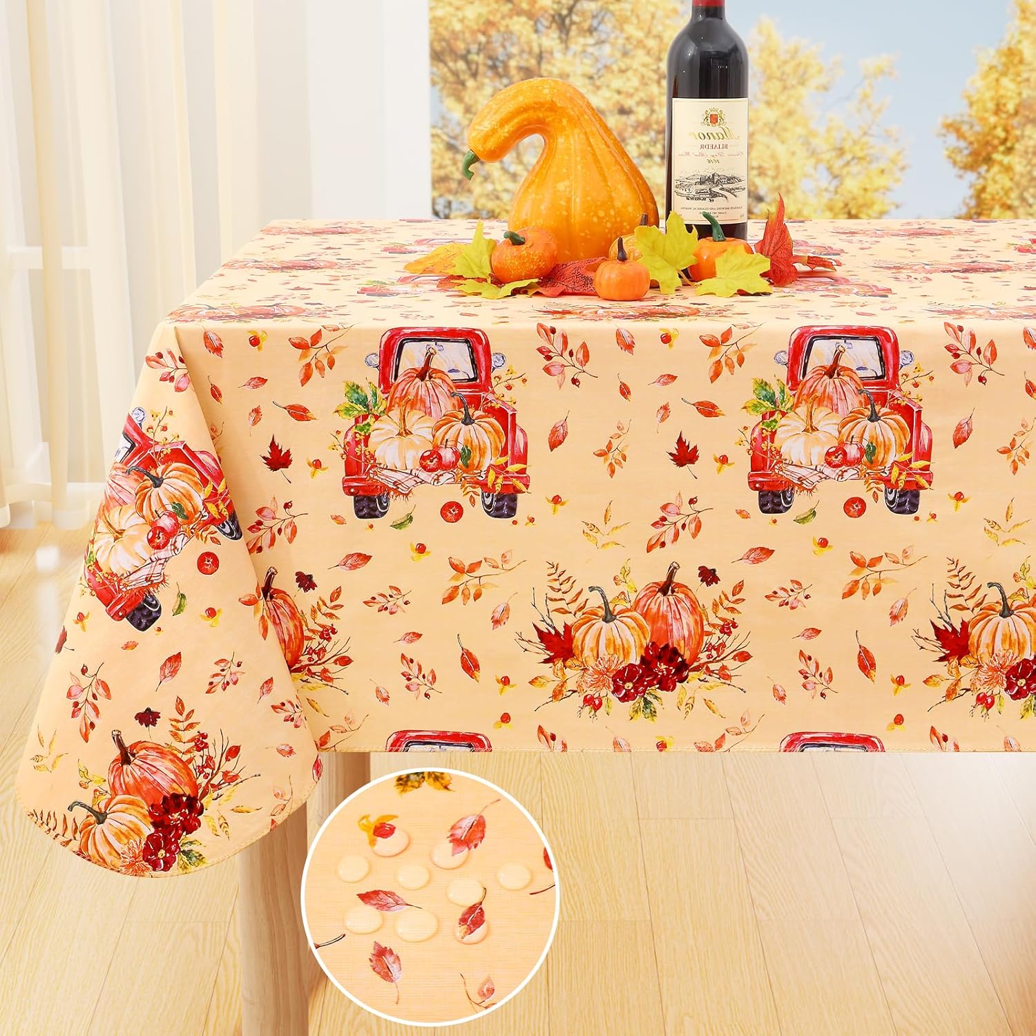 Rectangle Waterproof Vinyl Tablecloth with Flannel Backing