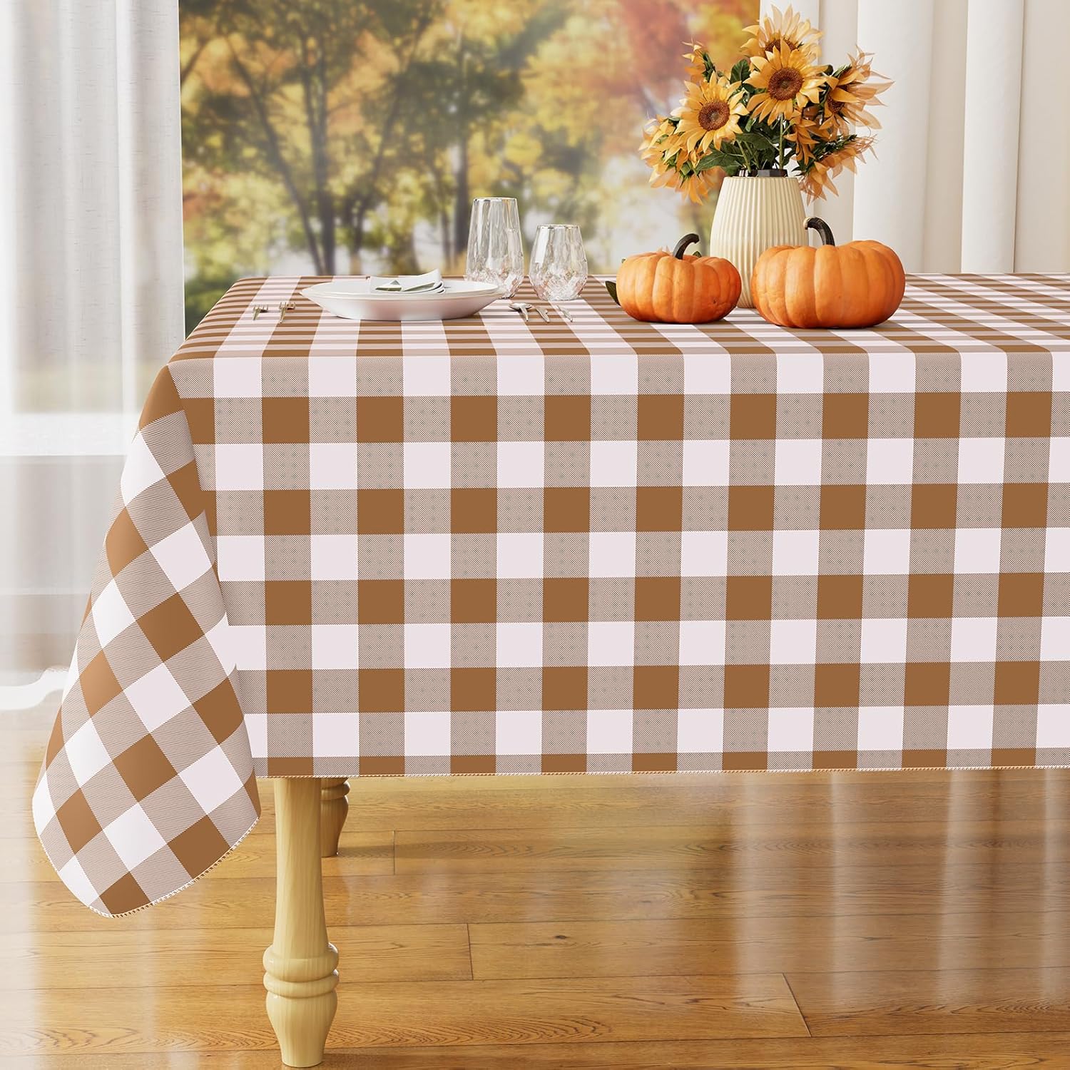 Waterproof Vinyl Tablecloth with Flannel Backing