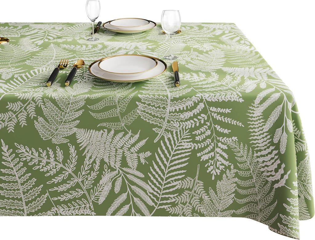 Waterproof Vinyl Tablecloth with Leaf Pattern
