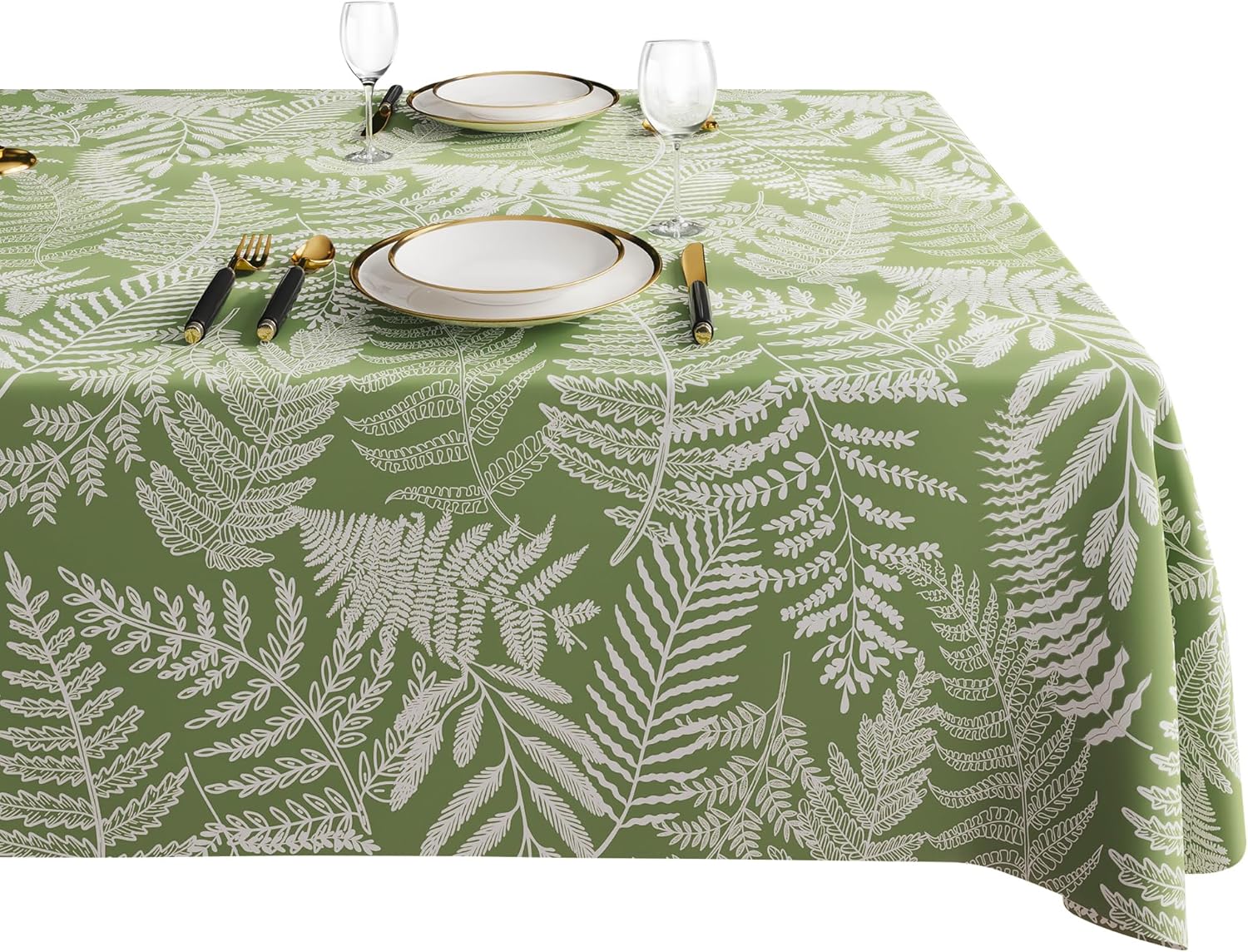 Waterproof Vinyl Tablecloth with Leaf Pattern