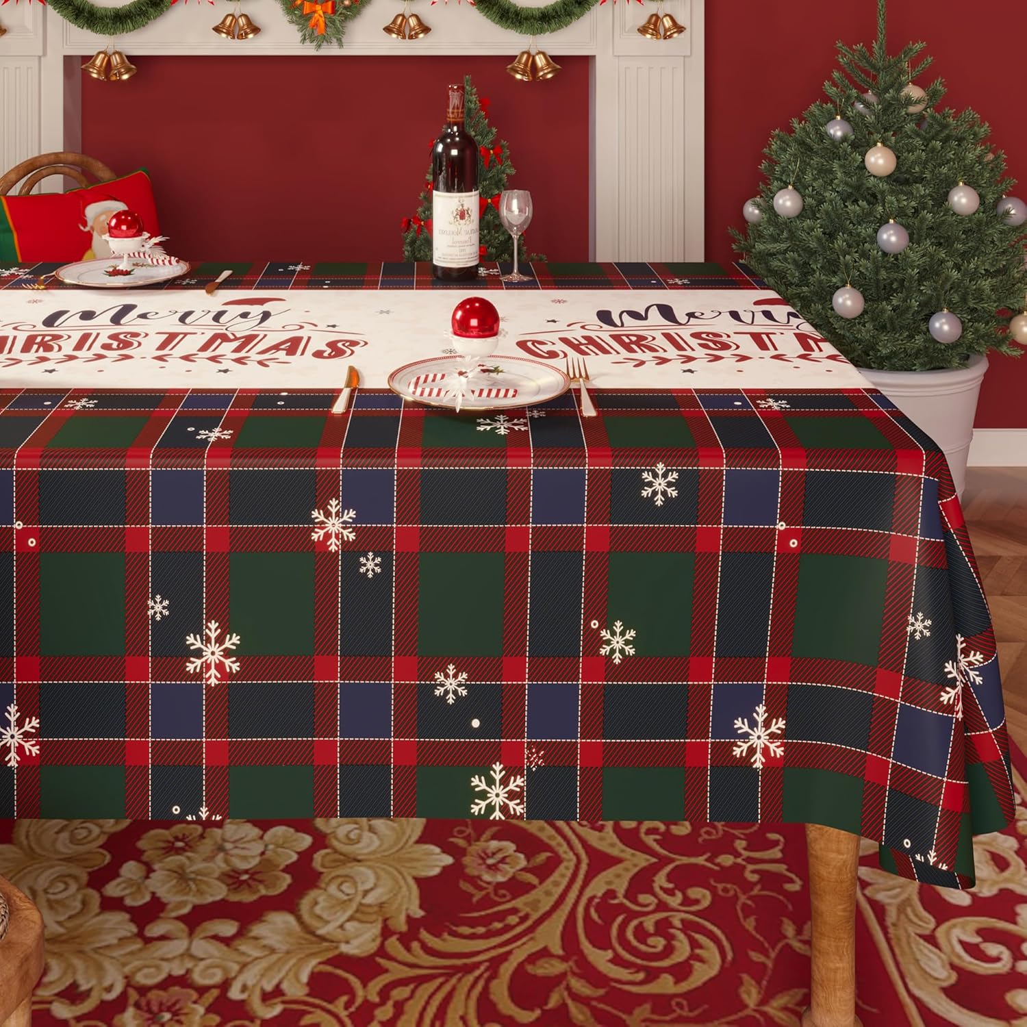 Waterproof Vinyl Tablecloth with Leaf Pattern