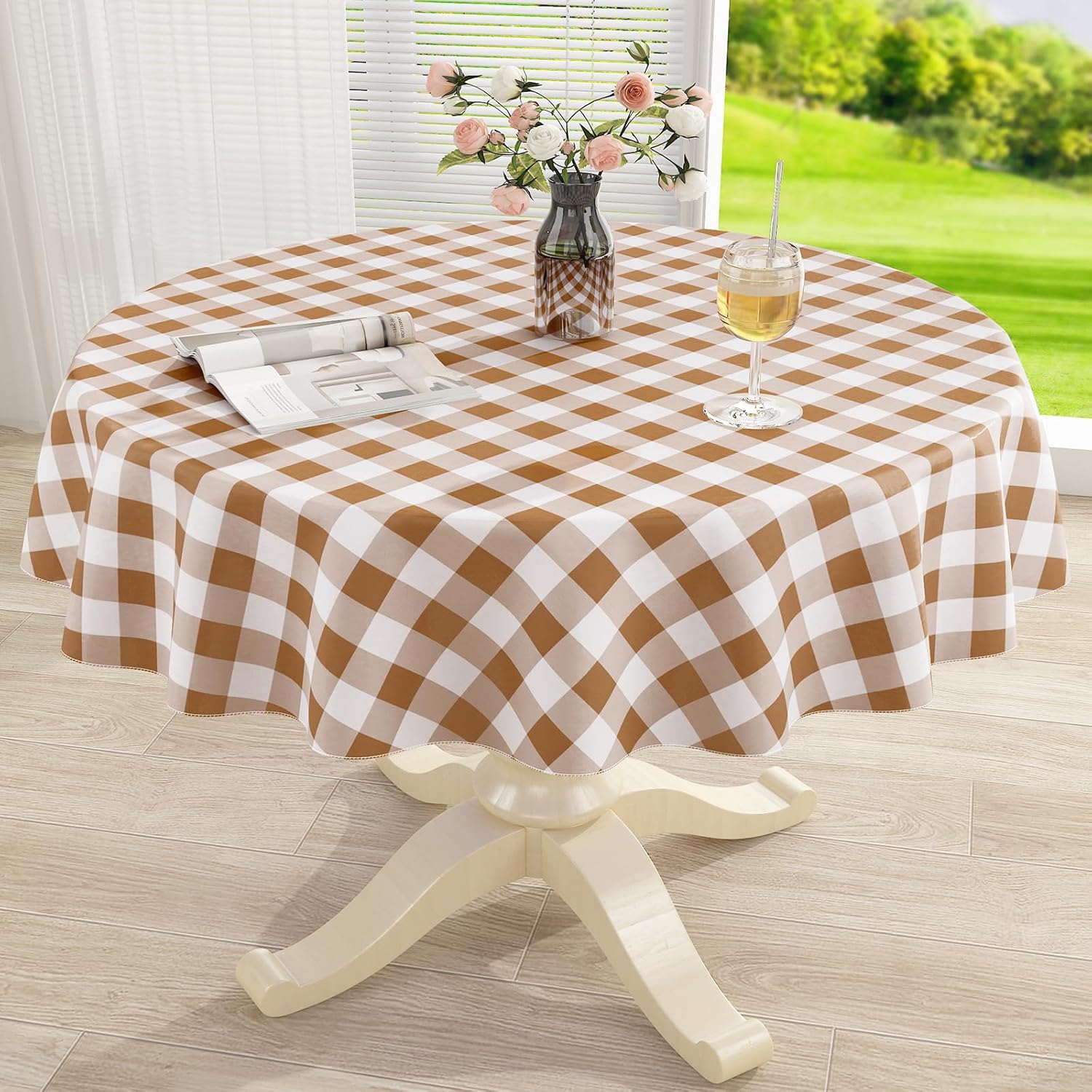 Waterproof Vinyl Tablecloth with Flannel Backing