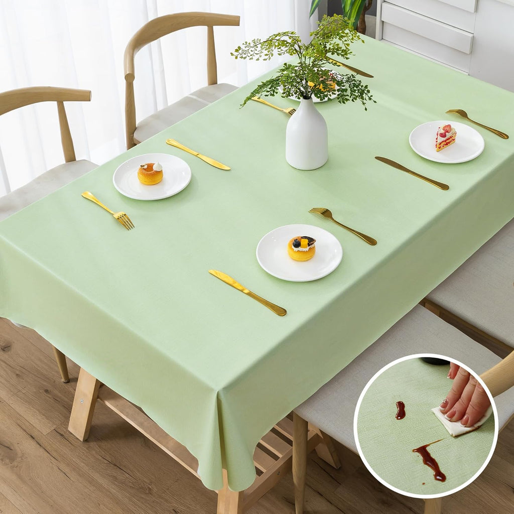 Waterproof Vinyl Tablecloth with Leaf Pattern