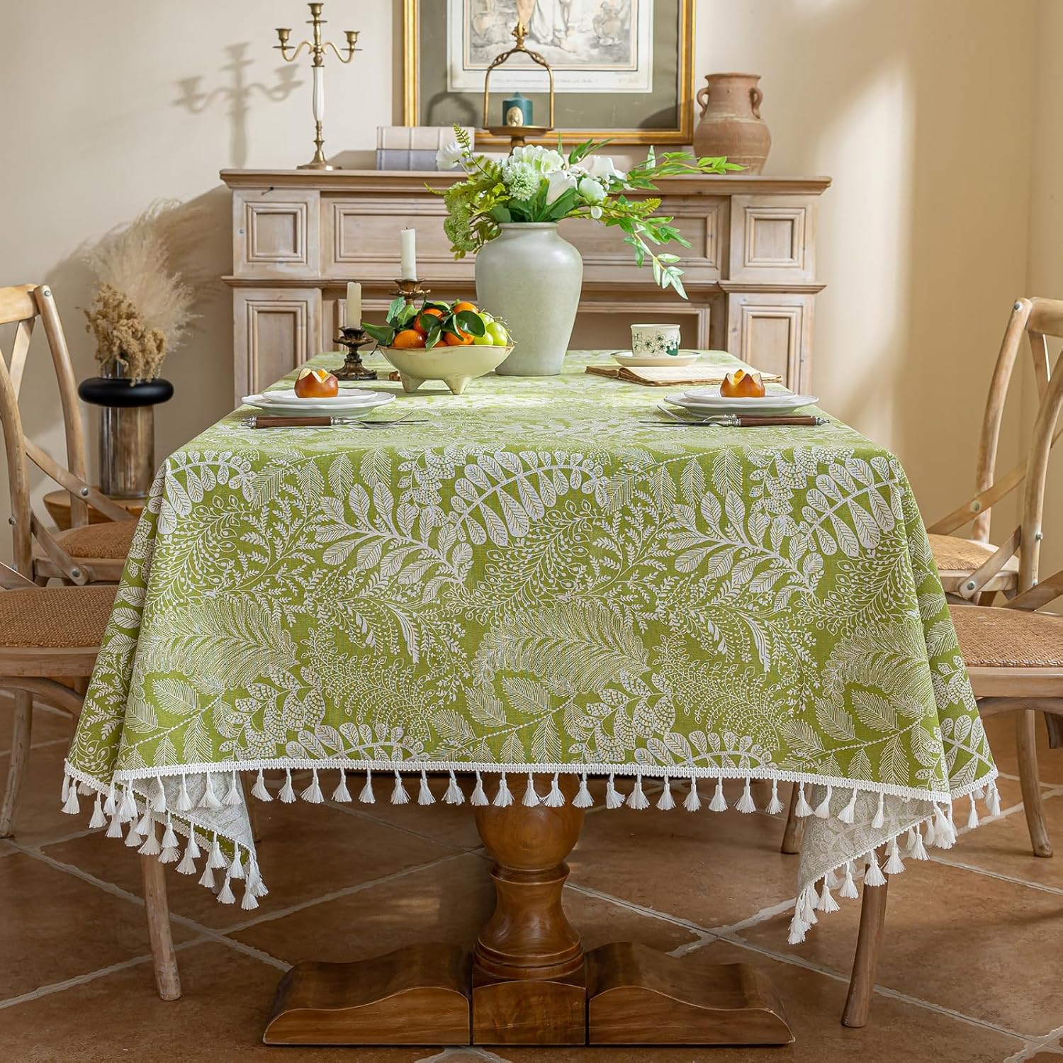 Waterproof PVC Tablecloth with Embroidery Flowers