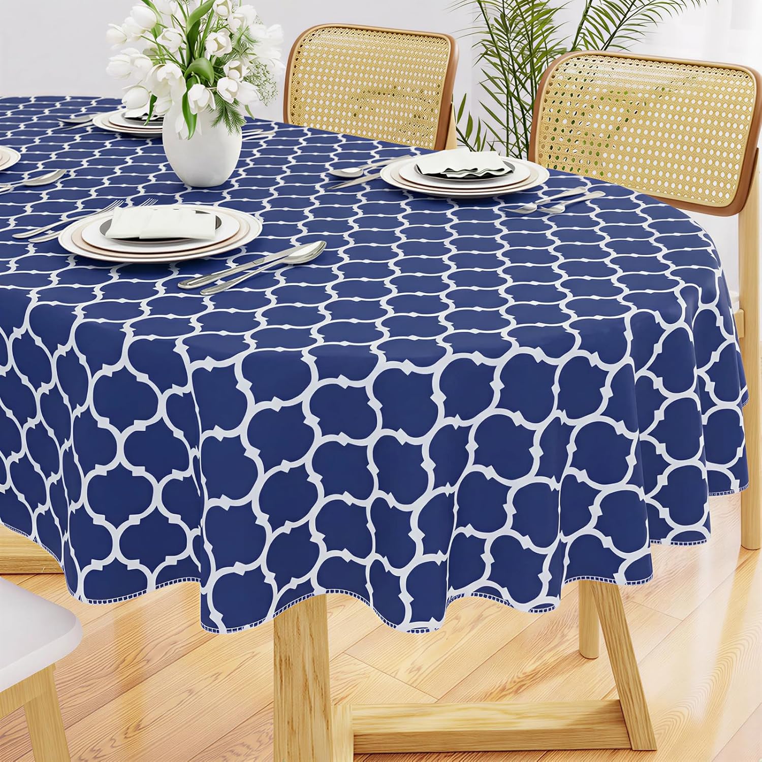 Rectangle Waterproof Vinyl Tablecloth with Flannel Backing