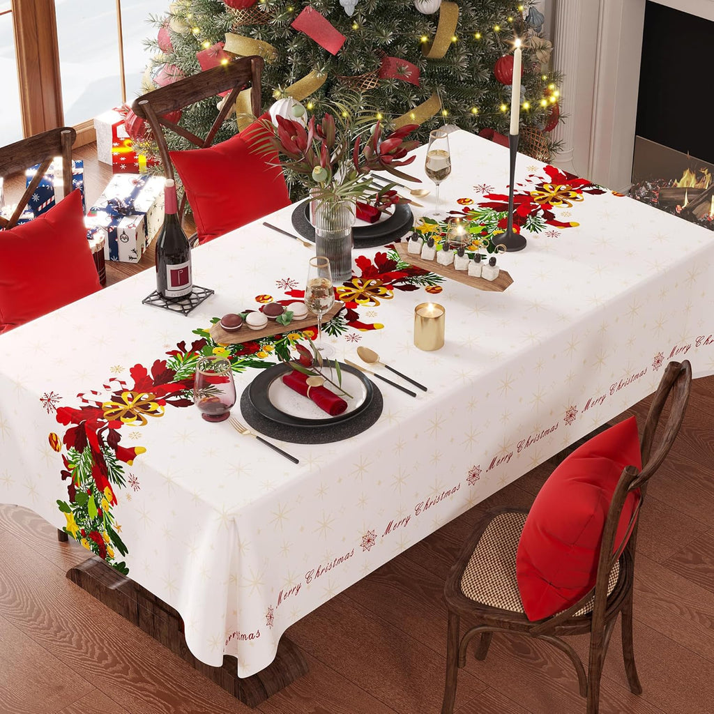 Waterproof Vinyl Tablecloth with Leaf Pattern