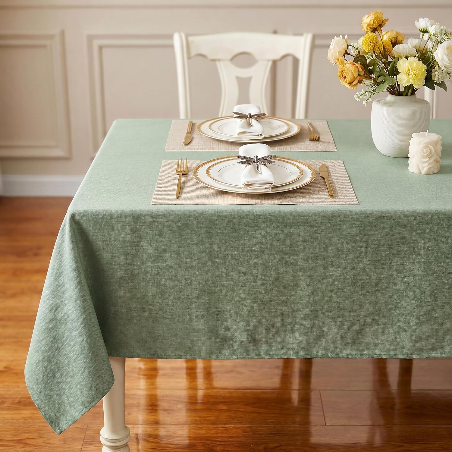 Sage Green Waterproof Linen Tablecloth