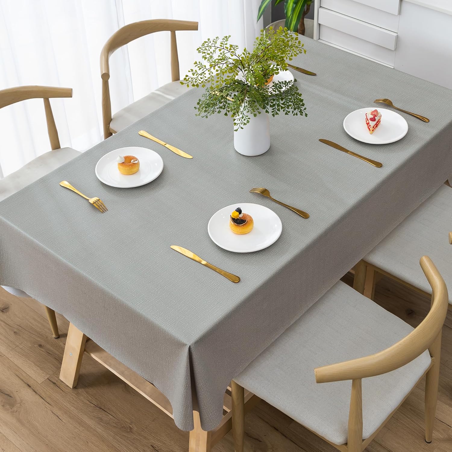 Waterproof Vinyl Tablecloth with Leaf Pattern