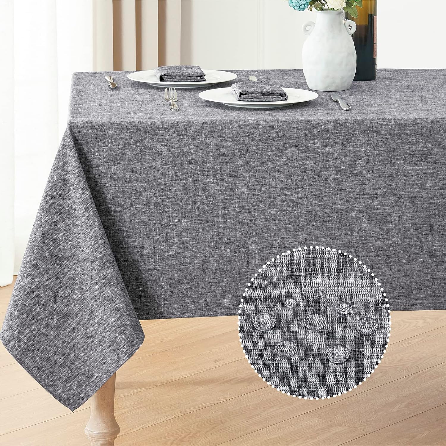 Waterproof Linen Textured Tablecloth