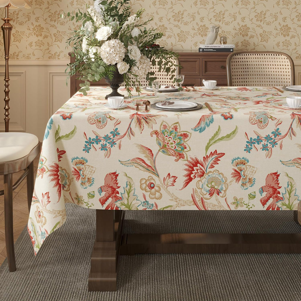 Waterproof Vinyl Tablecloth with Leaf Pattern