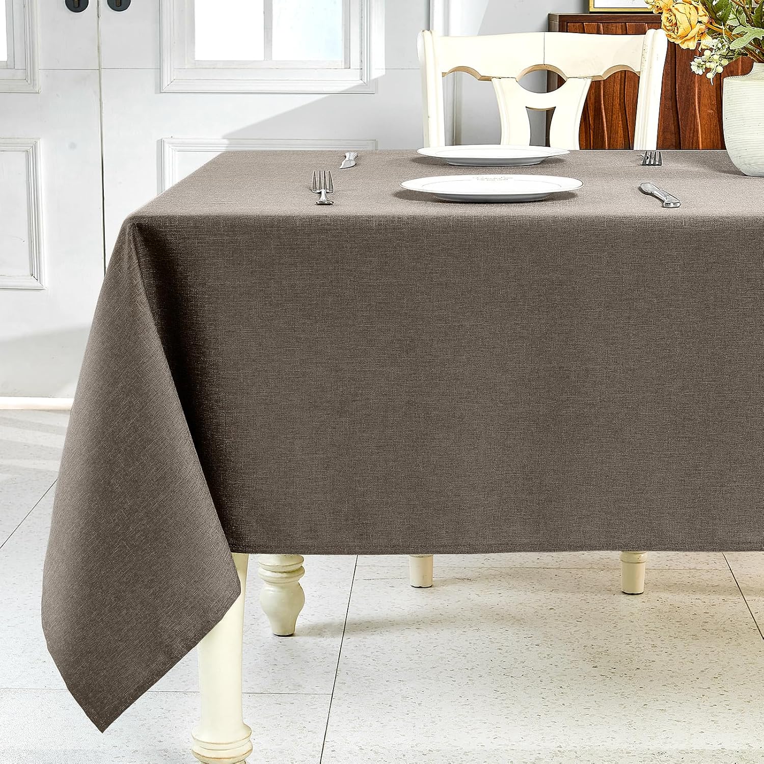 Sage Green Waterproof Linen Tablecloth