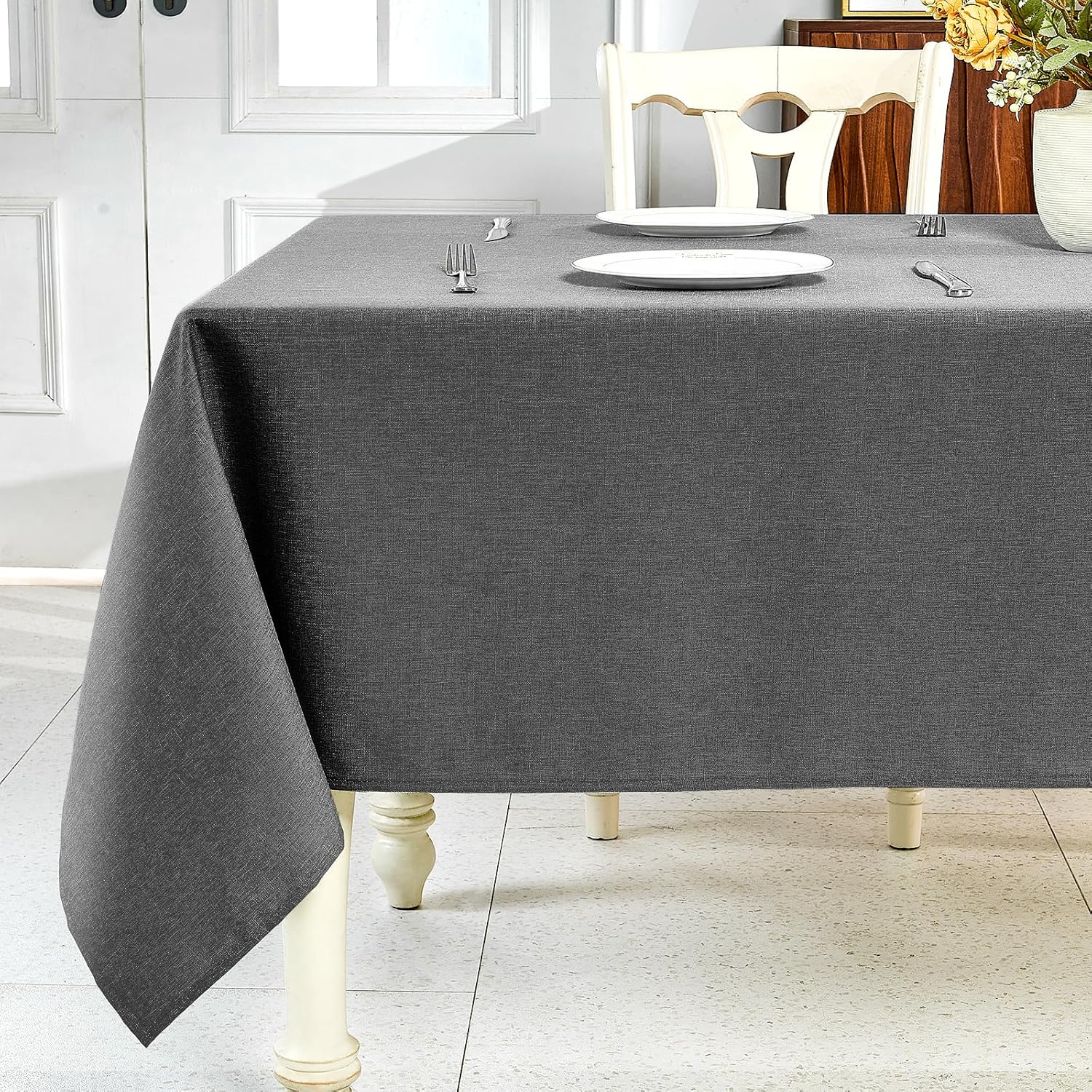 Sage Green Waterproof Linen Tablecloth