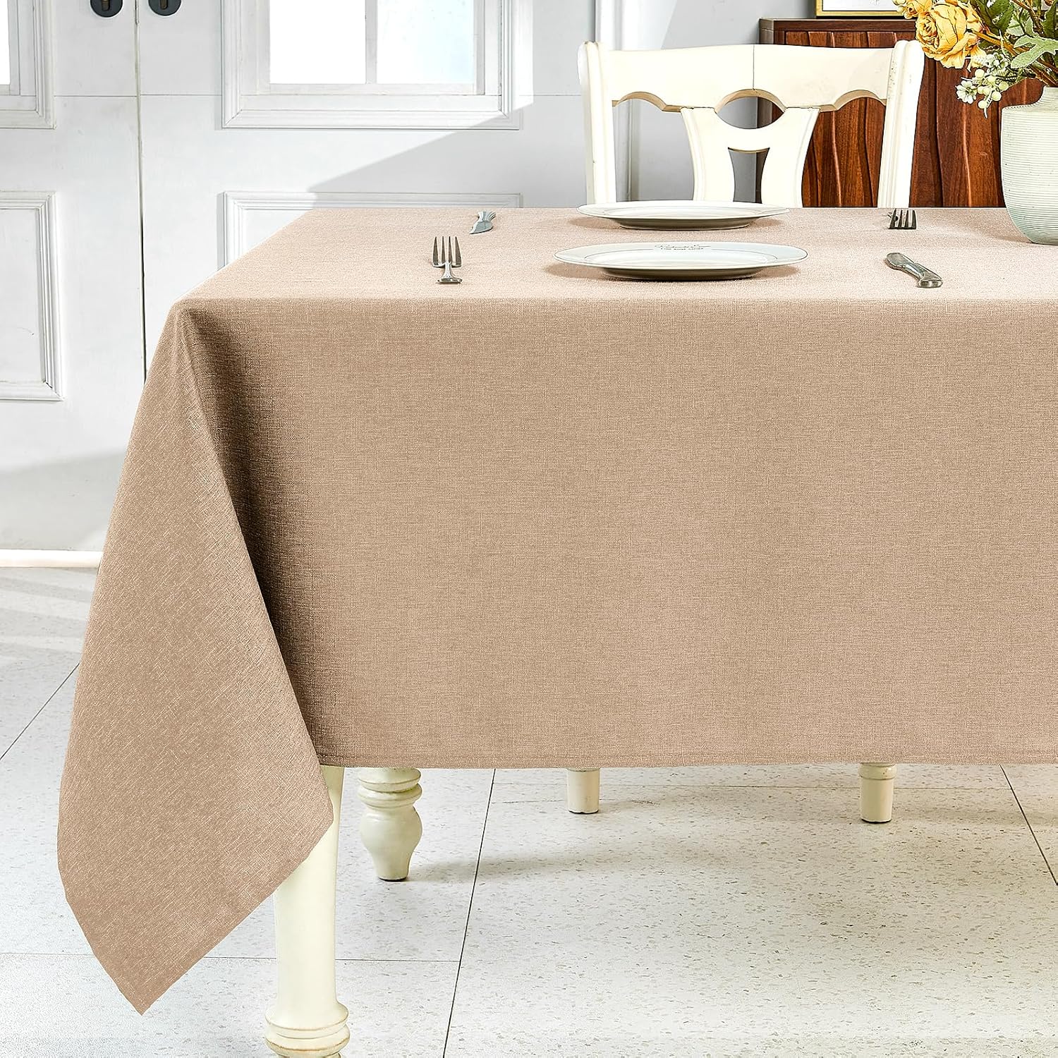 Sage Green Waterproof Linen Tablecloth