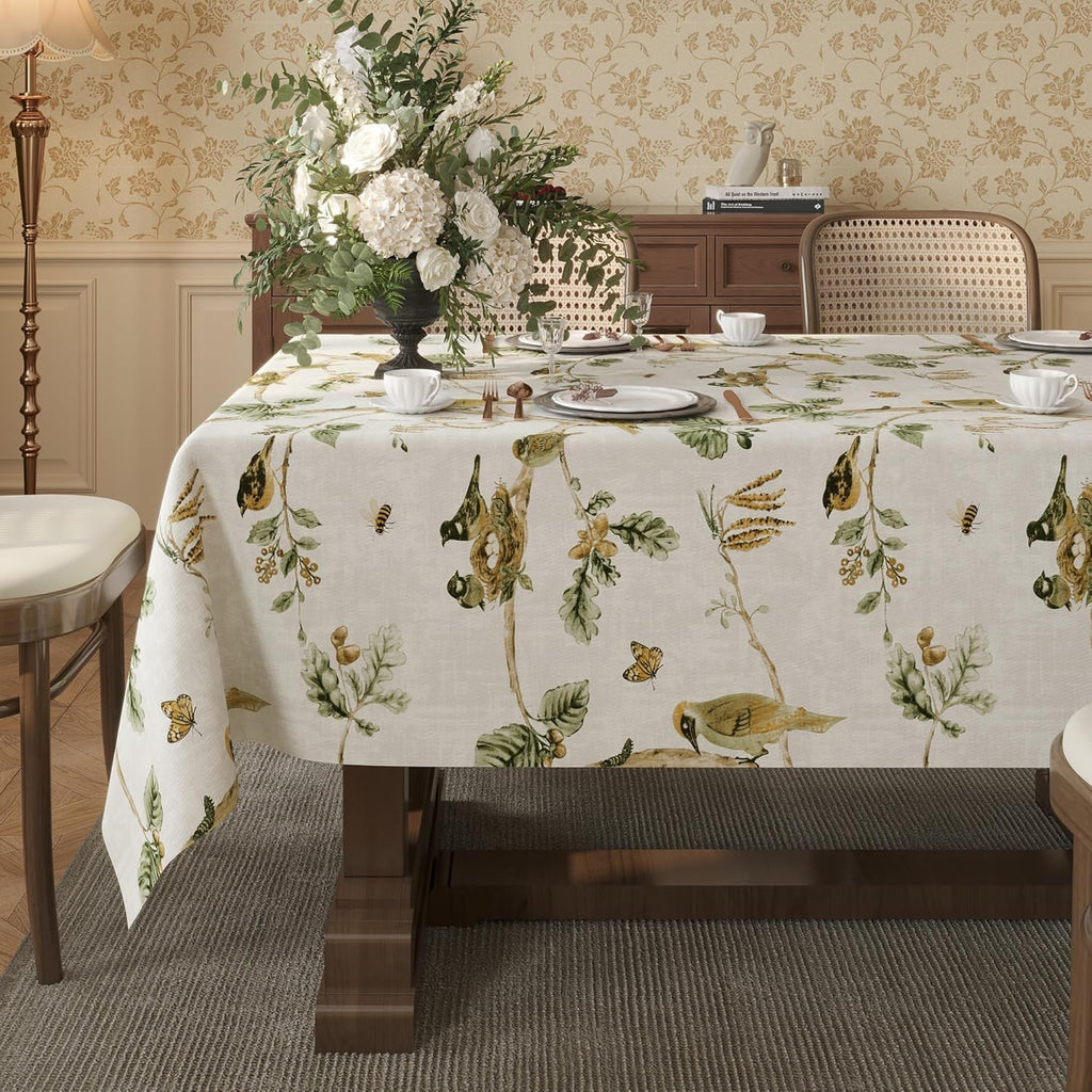 Waterproof Vinyl Tablecloth with Leaf Pattern