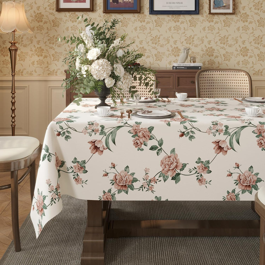 Waterproof Vinyl Tablecloth with Leaf Pattern